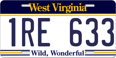 WV license plate 1RE633