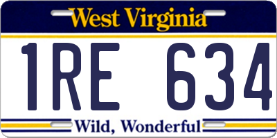 WV license plate 1RE634