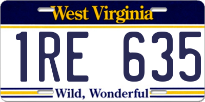 WV license plate 1RE635