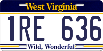 WV license plate 1RE636
