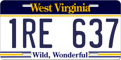 WV license plate 1RE637