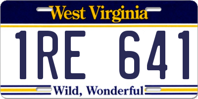 WV license plate 1RE641