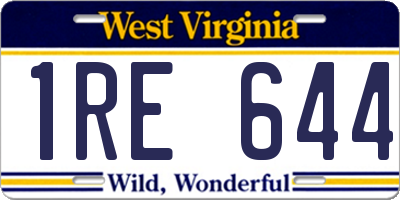 WV license plate 1RE644