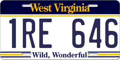 WV license plate 1RE646