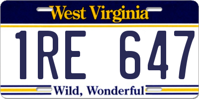 WV license plate 1RE647