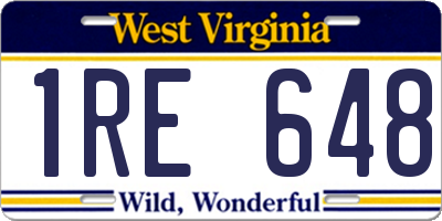 WV license plate 1RE648