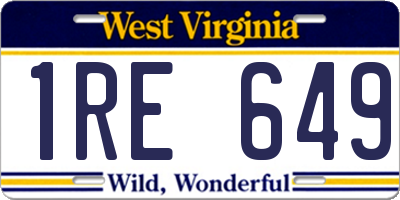 WV license plate 1RE649