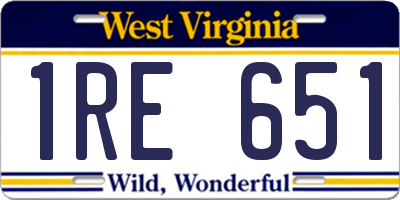 WV license plate 1RE651
