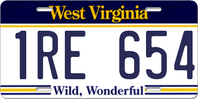 WV license plate 1RE654