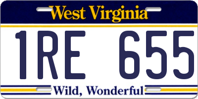 WV license plate 1RE655