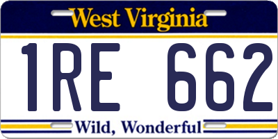 WV license plate 1RE662