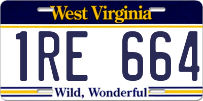 WV license plate 1RE664