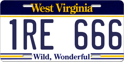 WV license plate 1RE666