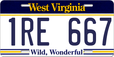 WV license plate 1RE667