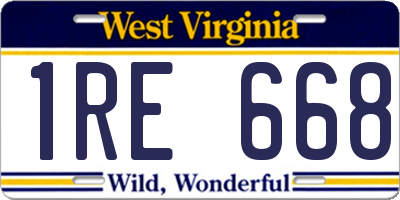 WV license plate 1RE668