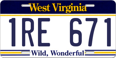 WV license plate 1RE671