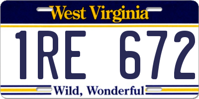 WV license plate 1RE672