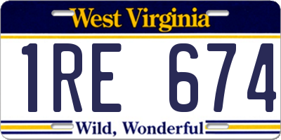 WV license plate 1RE674