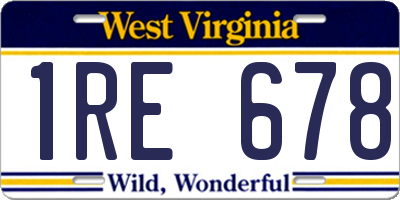 WV license plate 1RE678