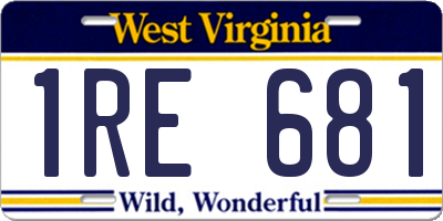 WV license plate 1RE681