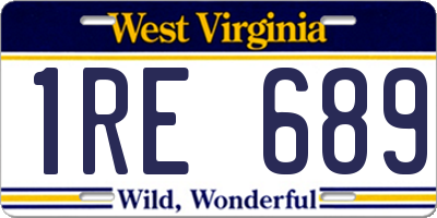 WV license plate 1RE689