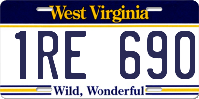 WV license plate 1RE690