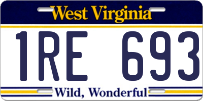 WV license plate 1RE693