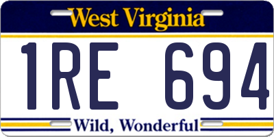 WV license plate 1RE694