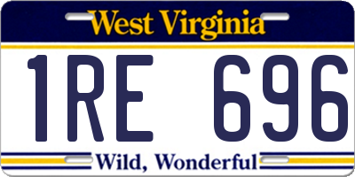 WV license plate 1RE696