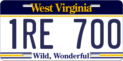 WV license plate 1RE700