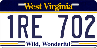 WV license plate 1RE702