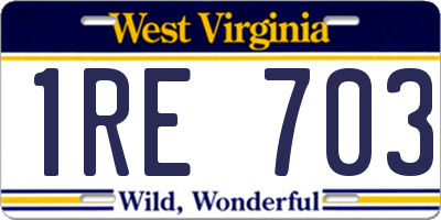 WV license plate 1RE703