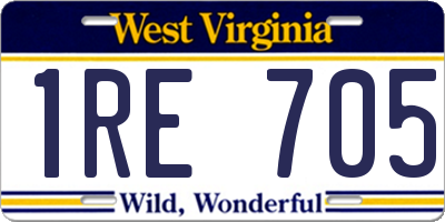 WV license plate 1RE705