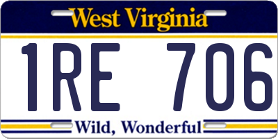 WV license plate 1RE706