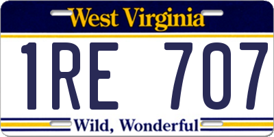 WV license plate 1RE707
