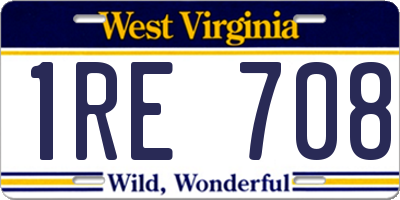 WV license plate 1RE708