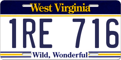 WV license plate 1RE716