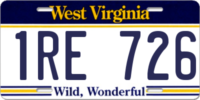 WV license plate 1RE726
