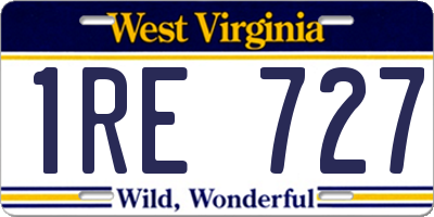 WV license plate 1RE727