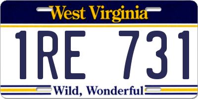 WV license plate 1RE731