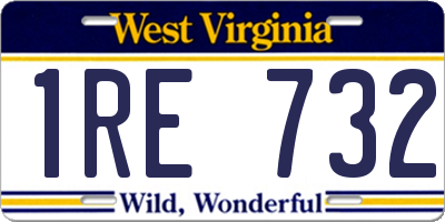 WV license plate 1RE732