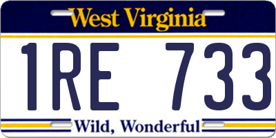 WV license plate 1RE733