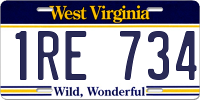 WV license plate 1RE734