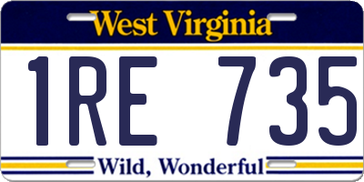 WV license plate 1RE735