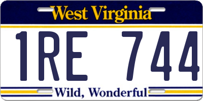 WV license plate 1RE744