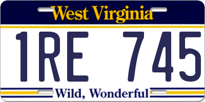 WV license plate 1RE745