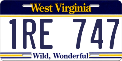 WV license plate 1RE747