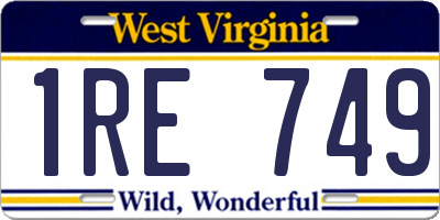 WV license plate 1RE749