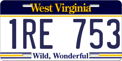WV license plate 1RE753