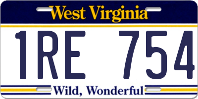 WV license plate 1RE754